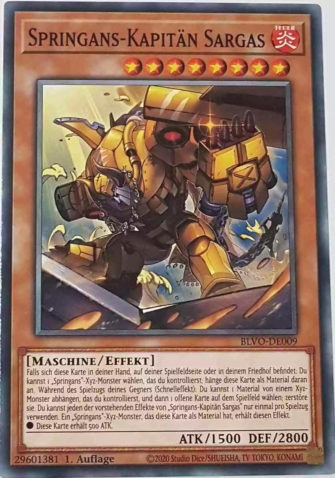 Springans-Kapitän Sargas BLVO-DE009 ist in Common Yu-Gi-Oh Karte aus Blazing Vortex 1.Auflage