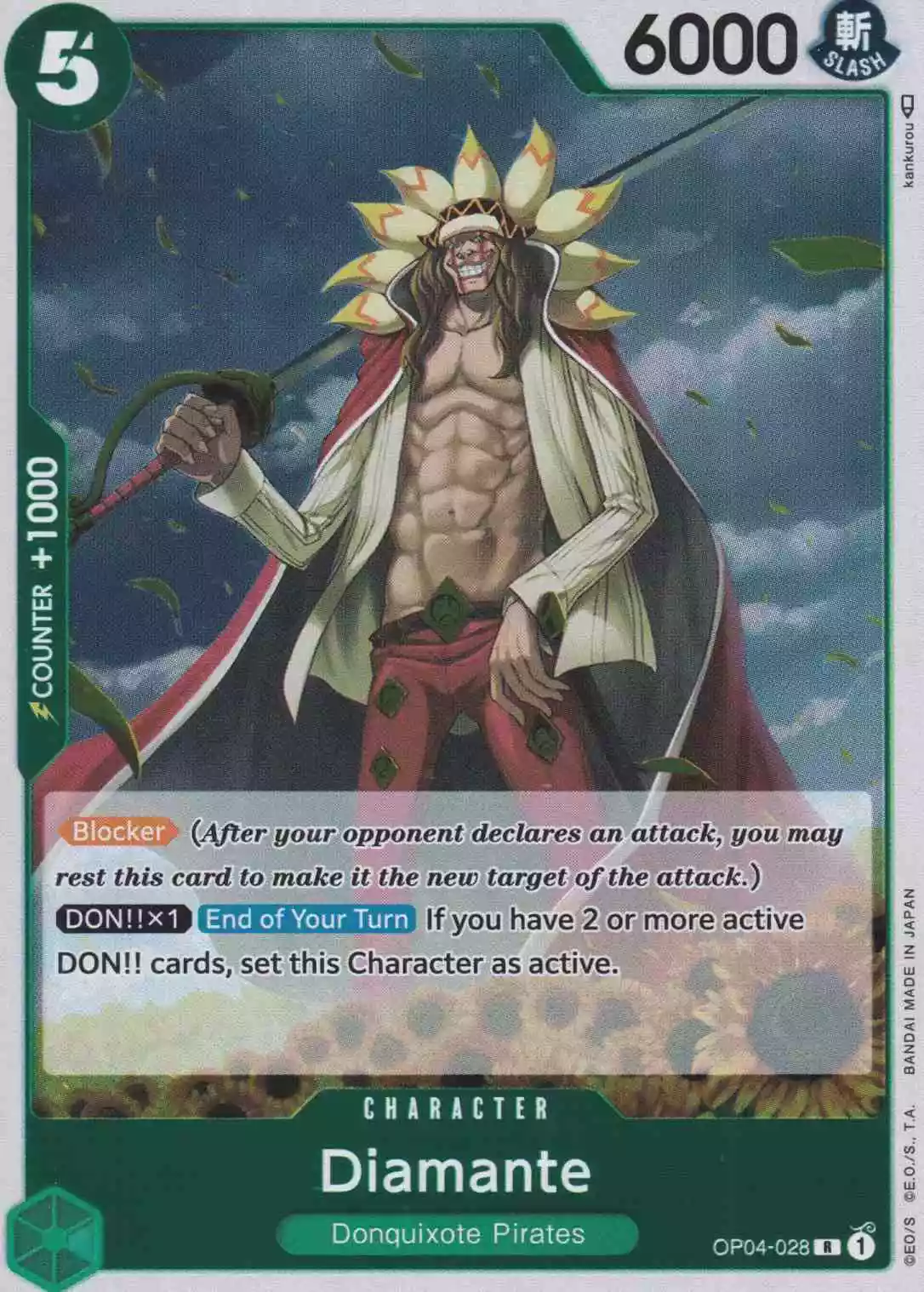 Diamante OP04-028 ist in Rare. Die One Piece Karte ist aus Kingdoms Of Intrigue in Normal Art.