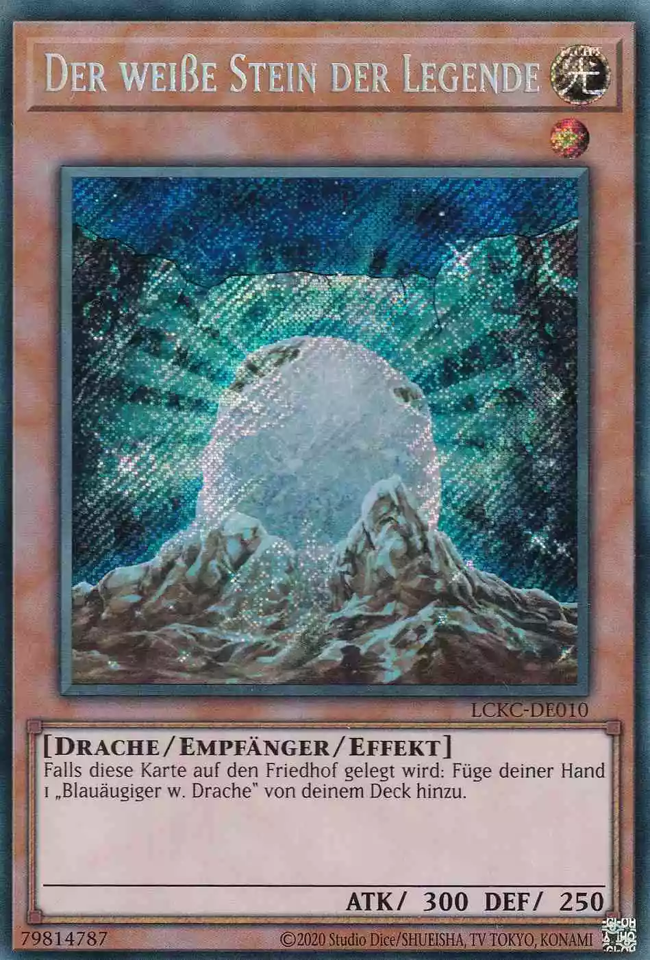 Der weiße Stein der Legende LCKC-DE010 ist in Secret Rare Yu-Gi-Oh Karte aus Legendary Collection Kaiba unlimitiert