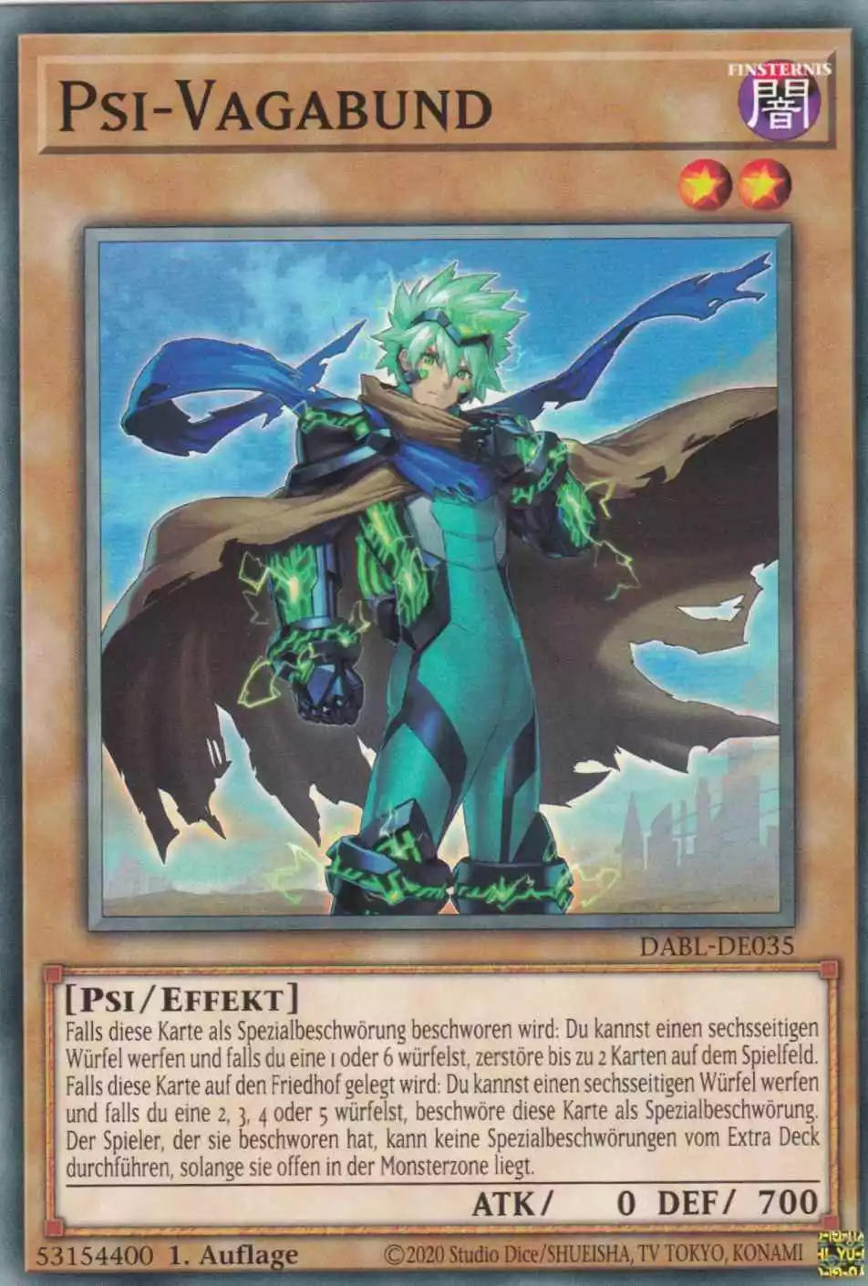 Psi-Vagabund DABL-DE035 ist in Common Yu-Gi-Oh Karte aus Darkwing Blast 1.Auflage