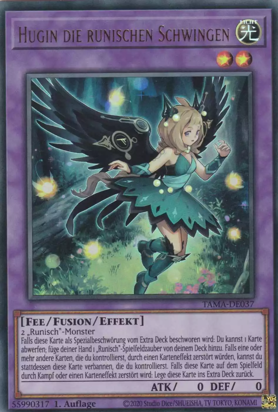 Hugin die runischen Schwingen TAMA-DE037 ist in Ultra Rare Yu-Gi-Oh Karte aus Tactical Masters 1.Auflage