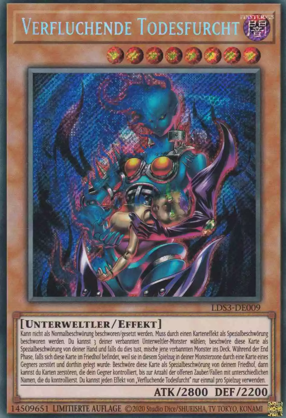 Verfluchende Todesfurcht LDS3-DE009 ist in Secret Rare Yu-Gi-Oh Karte aus Legendary Duelists Season 3 1.Auflage