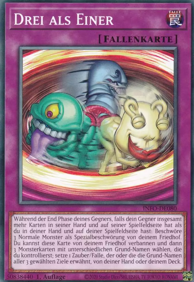 Drei als Einer INFO-DE080 ist in Common Yu-Gi-Oh Karte aus The Infinite Forbidden 1.Auflage