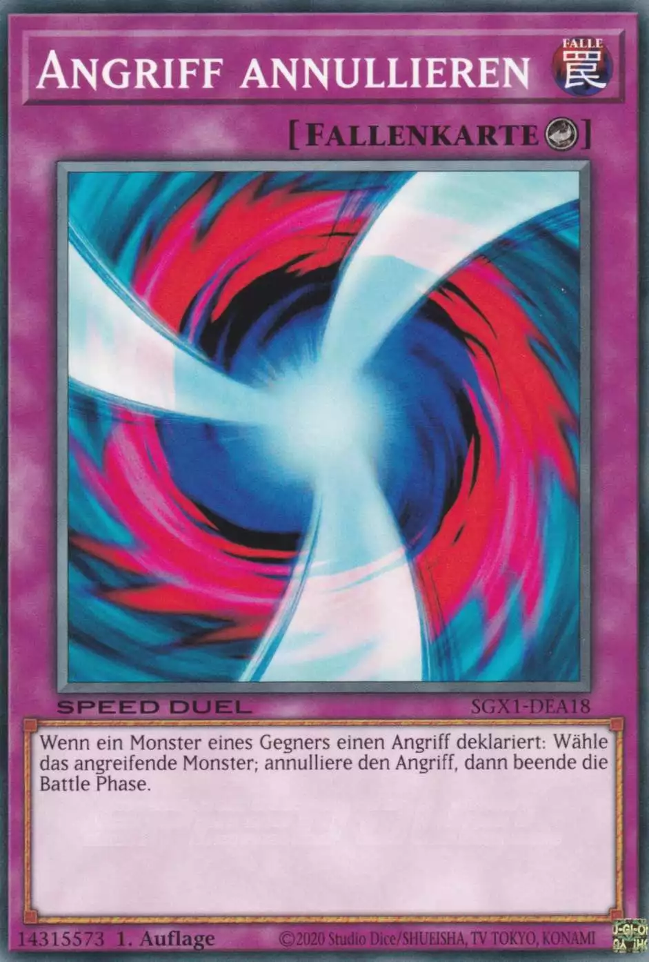 Angriff annullieren SGX1-DEA18 ist in Common Yu-Gi-Oh Karte aus Speed Duel GX Duel Academy Box 1.Auflage