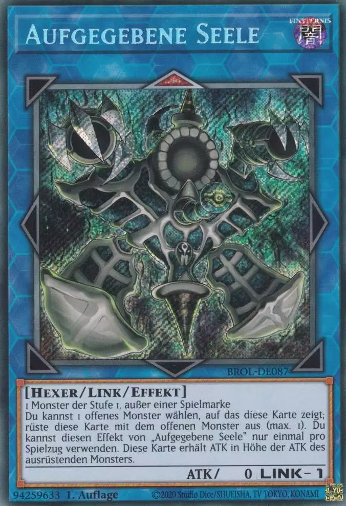 Aufgegebene Seele BROL-DE087 ist in Secret Rare Yu-Gi-Oh Karte aus Brothers of Legend 1.Auflage