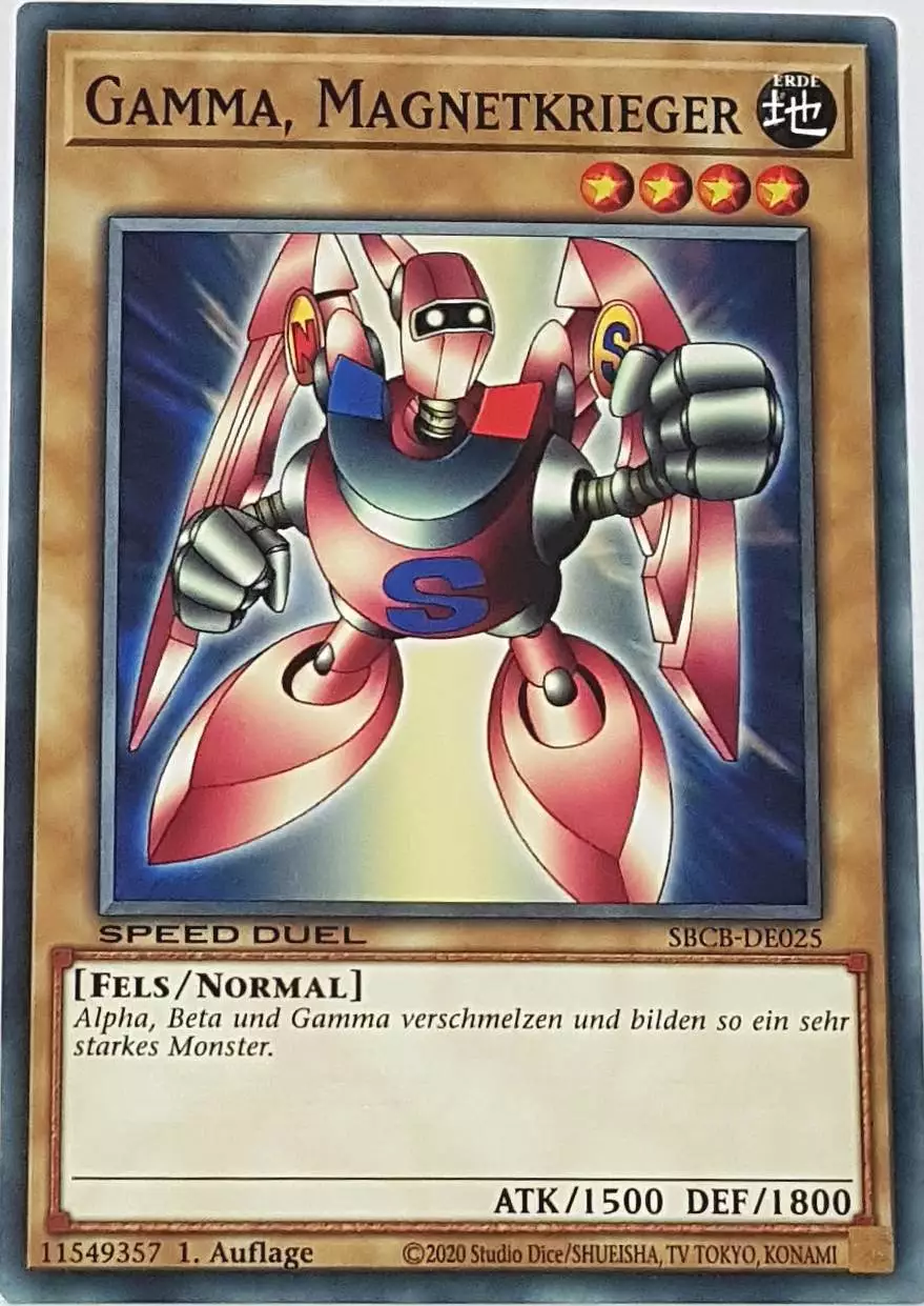 Gamma, Magnetkrieger SBCB-DE025 ist in Common Yu-Gi-Oh Karte aus Speed Duel Battle City Box 1. Auflage