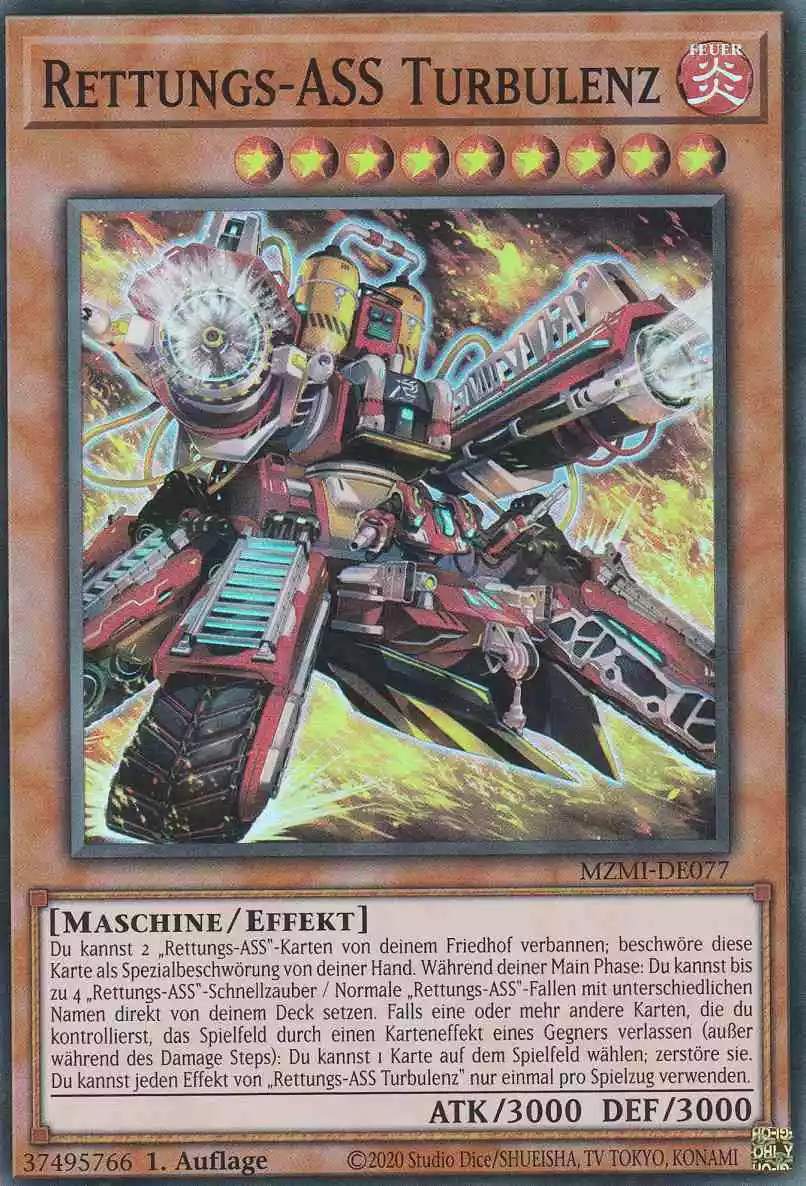Rettungs-ASS Turbulenz MZMI-DE077 ist in Super Rare Yu-Gi-Oh Karte aus Maze of Millennia 1.Auflage
