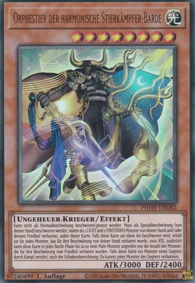 Orphestier der harmonische Stierkämpfer-Barde PHHY-DE082 ist in Ultra Rare Yu-Gi-Oh Karte aus Photon Hypernova 1.Auflage