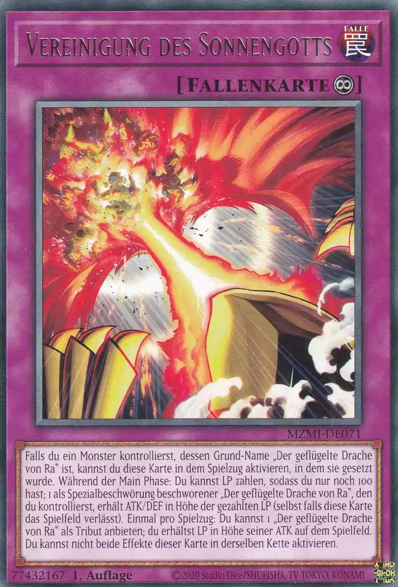Vereinigung des Sonnengotts MZMI-DE071 ist in Rare Yu-Gi-Oh Karte aus Maze of Millennia 1.Auflage