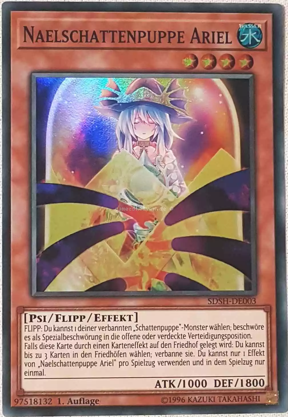 Naelschattenpuppe Ariel SDSH-DE003 ist in Super Rare Yu-Gi-Oh Karte aus Shaddoll Showdown 1.Auflage