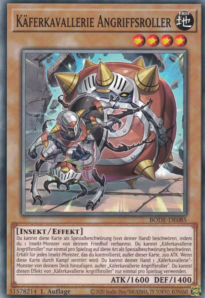 Käferkavallerie Angriffsroller BODE-DE085 ist in Common Yu-Gi-Oh Karte aus Burst of Destiny 1.Auflage