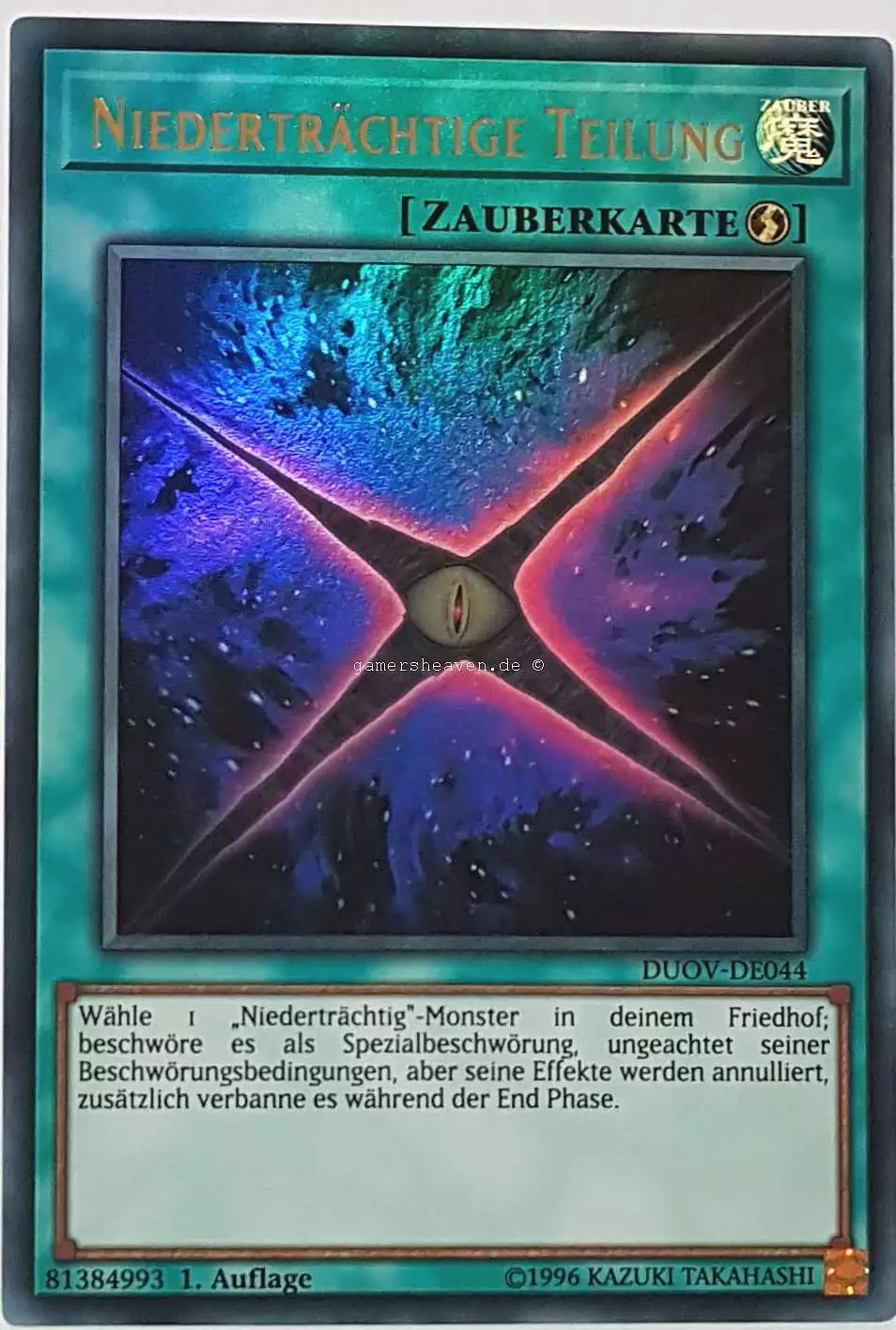 Niederträchtige Teilung DUOV-DE044 ist in Ultra Rare Yu-Gi-Oh Karte aus Duel Overload 1.Auflage