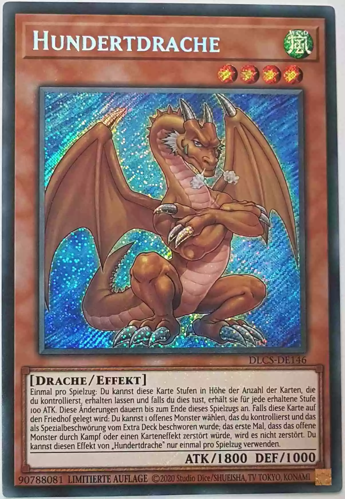 Hundertdrache DLCS-DE146 ist in Secret Rare Yu-Gi-Oh Karte aus Dragons of Legend The Complete Series Limitierte Auflage 