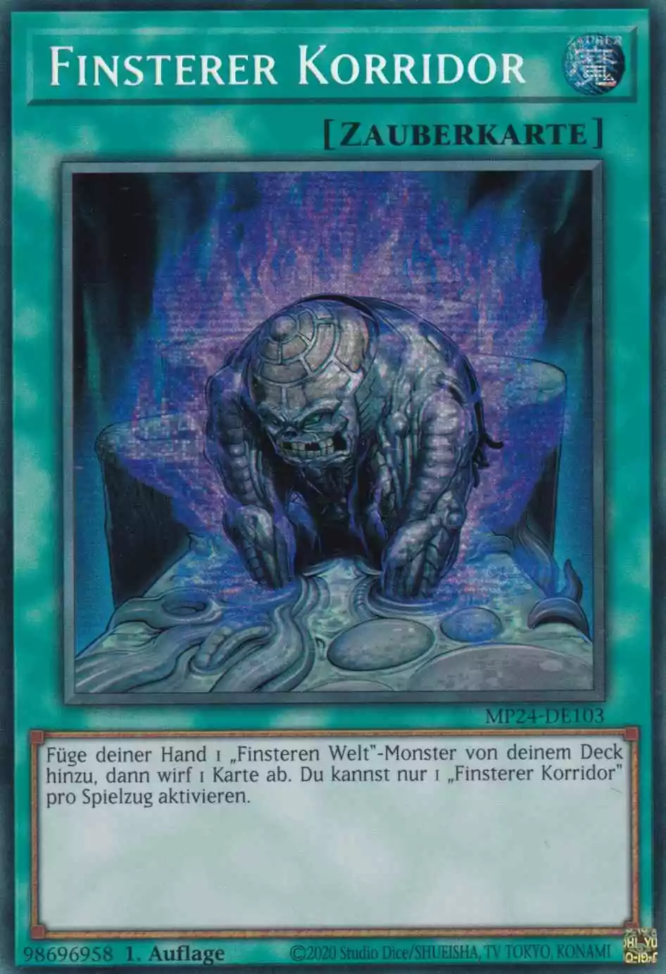 Finsterer Korridor MP24-DE103 ist in Prismatic Secret Rare Yu-Gi-Oh Karte aus 25th Anniversary Tin Dueling Mirrors 1.Auflage