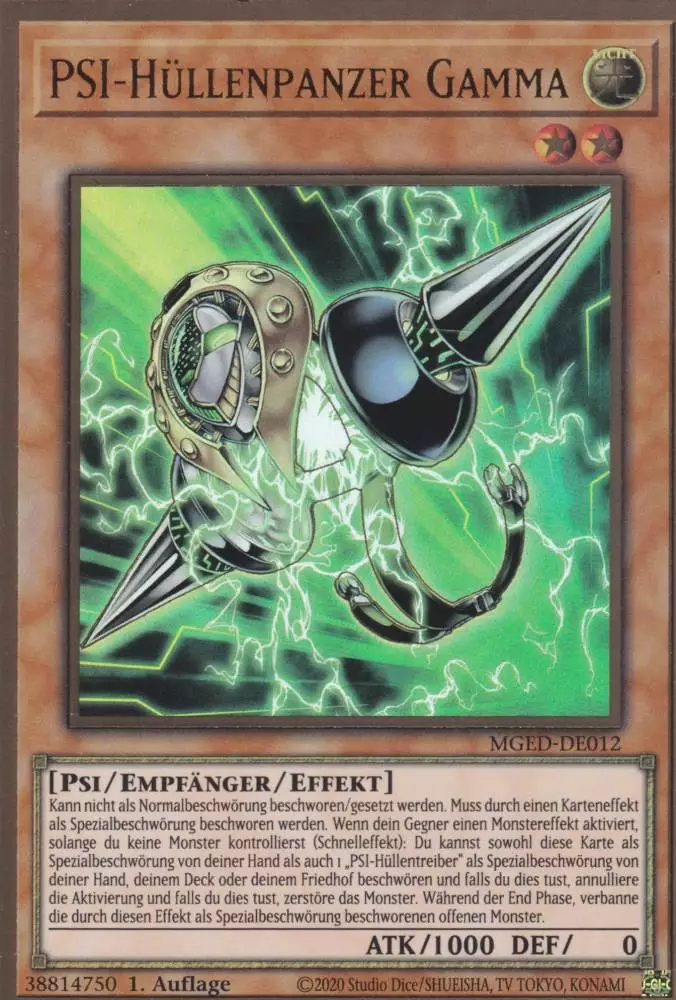 PSI-Hüllenpanzer Gamma MGED-DE012 ist in Premium Gold Rare Yu-Gi-Oh Karte aus Maximum Gold El Dorado 1.Auflage