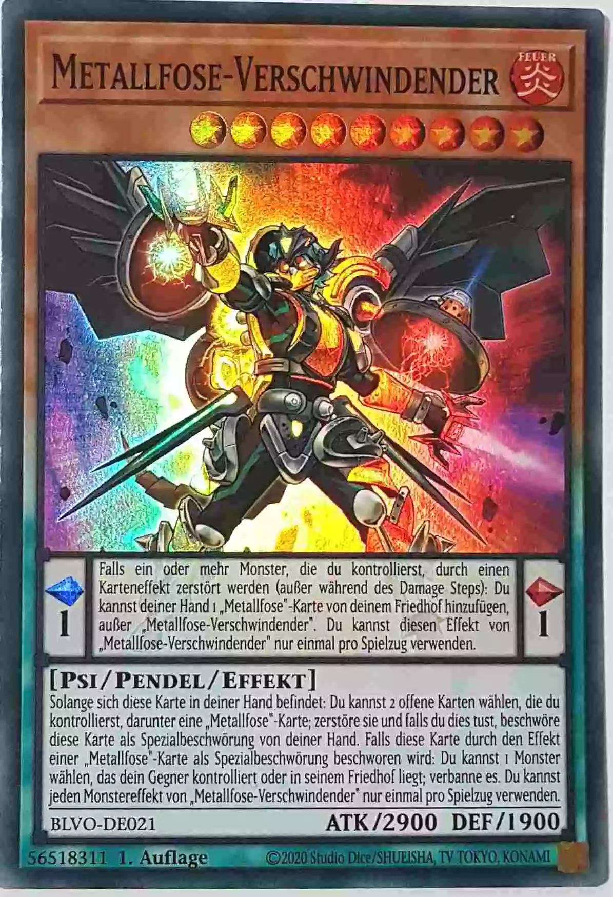 Metallfose-Verschwindender BLVO-DE021 ist in Super Rare Yu-Gi-Oh Karte aus Blazing Vortex 1.Auflage