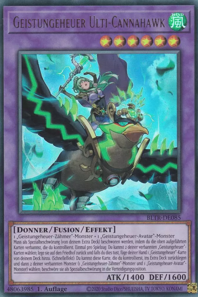Geistungeheuer Ulti-Cannahawk (alternativ art) BLTR-DE085 ist in Ultra Rare Yu-Gi-Oh Karte aus Battles of Legend Terminal Revenge 1.Auflage