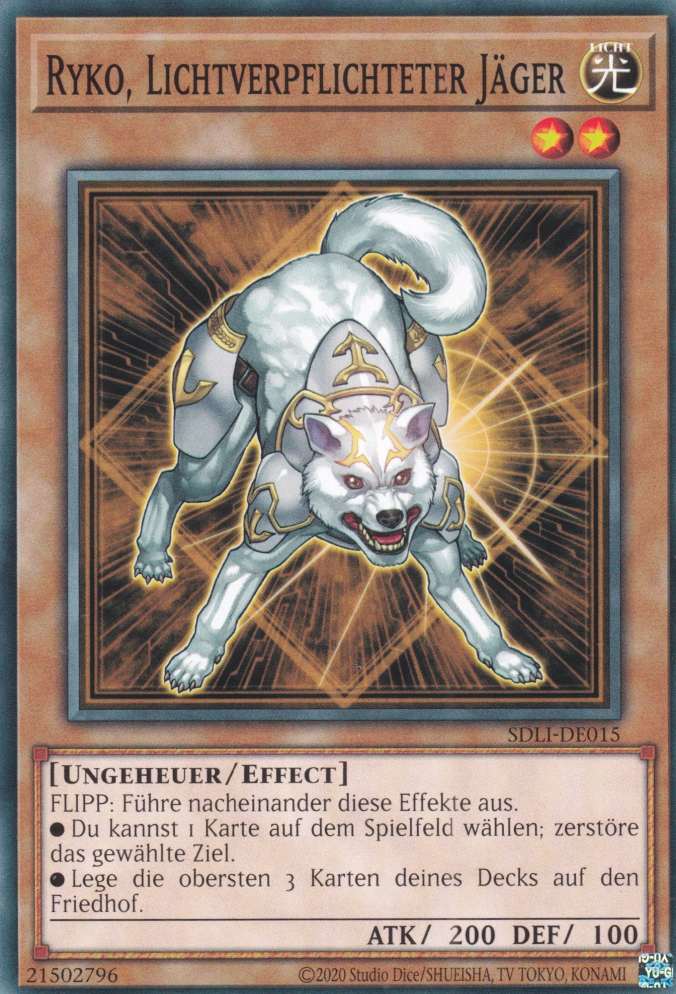 Ryko, Lichtverpflichteter Jäger SDLI-DE015 ist in Common Yu-Gi-Oh Karte aus Realm Of Light unlimitiert