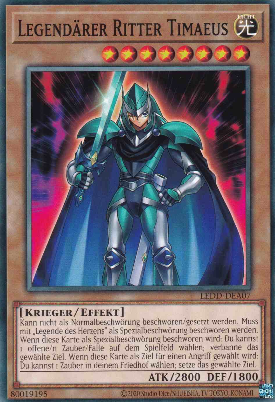 Legendärer Ritter Timaeus LEDD-DEA07 ist in Common Yu-Gi-Oh Karte aus Legendary Dragon Decks unlimitiert