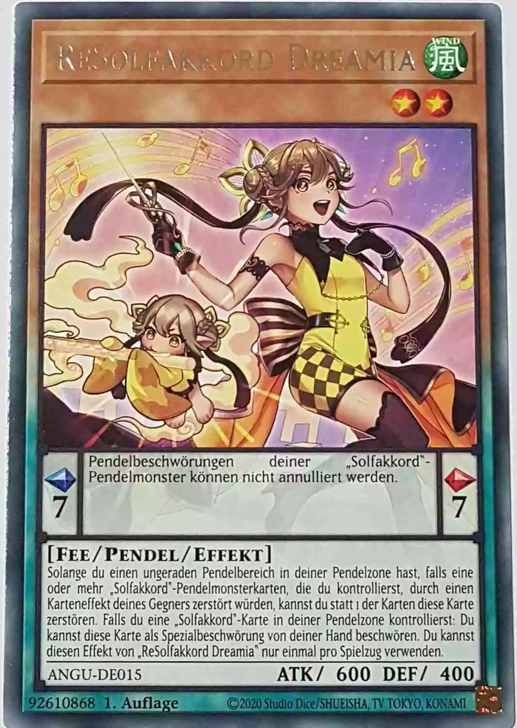 ReSolfakkord Dreamia ANGU-DE015 ist in Rare Yu-Gi-Oh Karte aus Ancient Guardians 1.Auflage