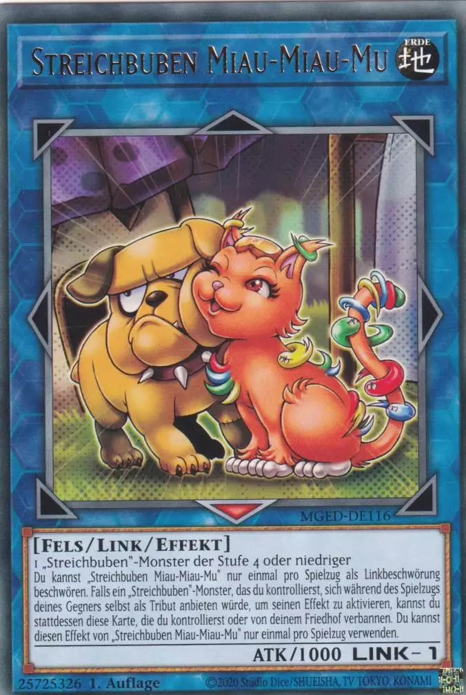 Streichbuben Miau-Miau-Mu MGED-DE116 ist in Rare Yu-Gi-Oh Karte aus Maximum Gold El Dorado 1.Auflage