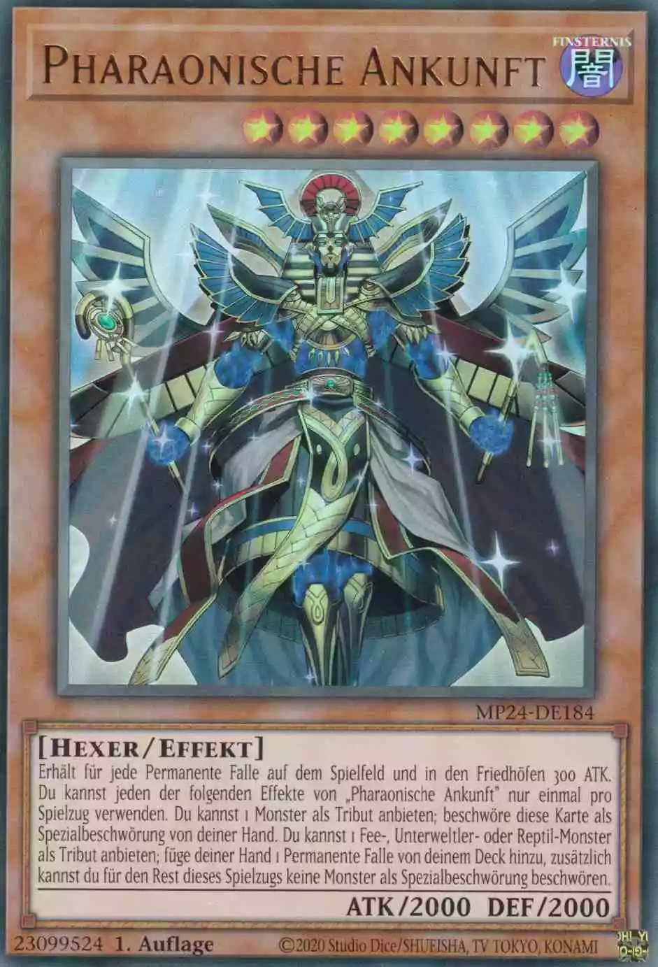 Pharaonische Ankunft Ultra Rare MP24-DE184 Yugioh Karte Pharaonische Ankunft MP24-DE184 ist in Ultra Rare Yu-Gi-Oh Karte aus 25th Anniversary Tin Dueling Mirrors 1.Auflage