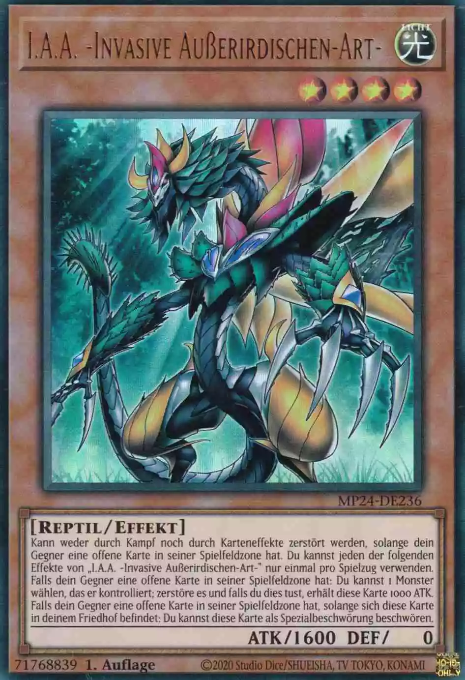 I.A.A. -Invasive Außerirdischen-Art- MP24-DE236 ist in Ultra Rare Yu-Gi-Oh Karte aus 25th Anniversary Tin Dueling Mirrors 1.Auflage