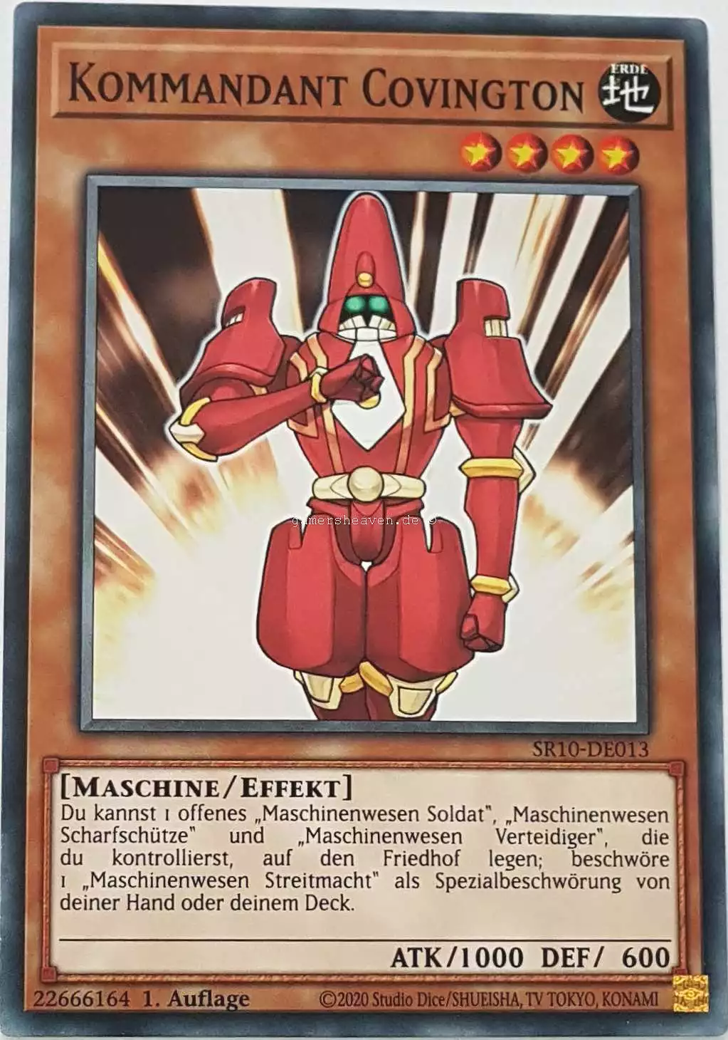 Kommandant Covington SR10-DE013 ist in Common Yu-Gi-Oh Karte aus Structure Deck: Mechanized Madness 1.Auflage