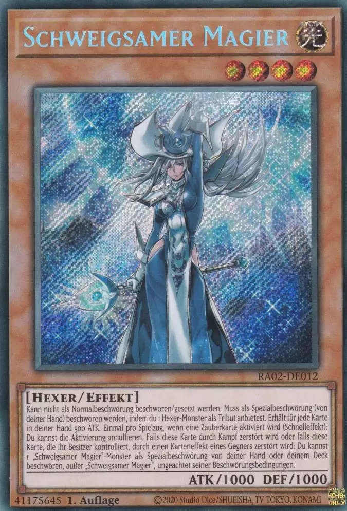 Schweigsamer Magier RA02-DE012 ist in Secret Rare Yu-Gi-Oh Karte aus 25th Anniversary Rarity Collection 2 1.Auflage