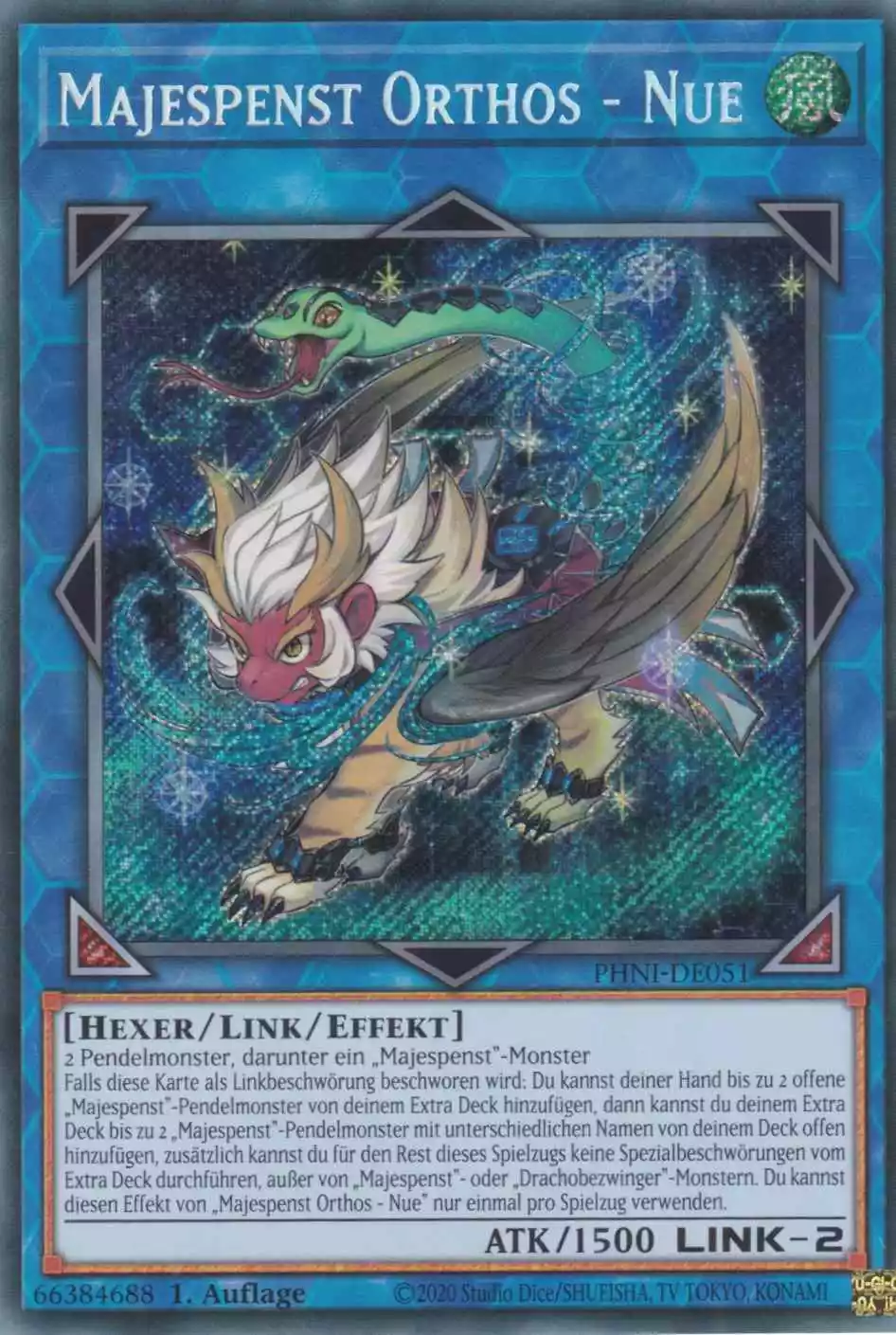 Majespenst Orthos - Nue PHNI-DE051 ist in Secret Rare Yu-Gi-Oh Karte aus Phantom Nightmare 1.Auflage