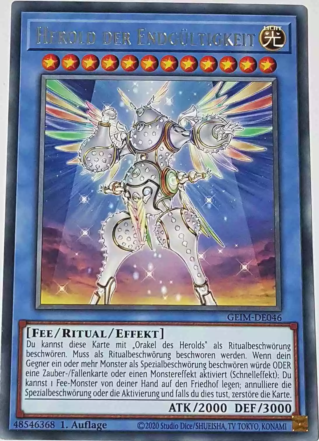 Herold der Endgültigkeit GEIM-DE046 ist in Rare Yu-Gi-Oh Karte aus Genesis Impact 1. Auflage