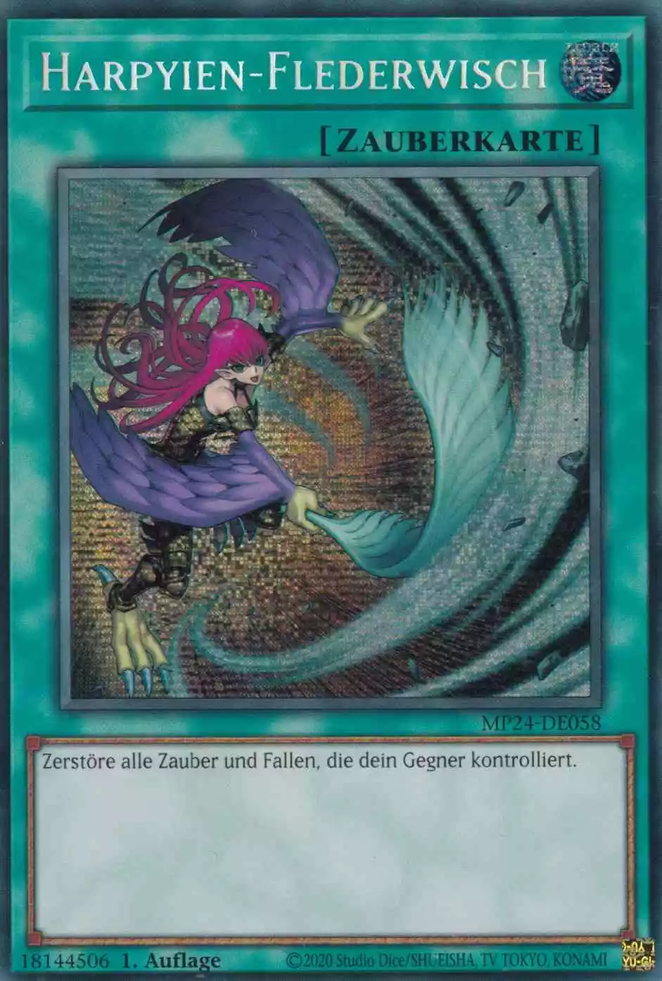 Harpyien-Flederwisch (alternativ art) MP24-DE058 ist in Prismatic Secret Rare Yu-Gi-Oh Karte aus 25th Anniversary Tin Dueling Mirrors 1.Auflage