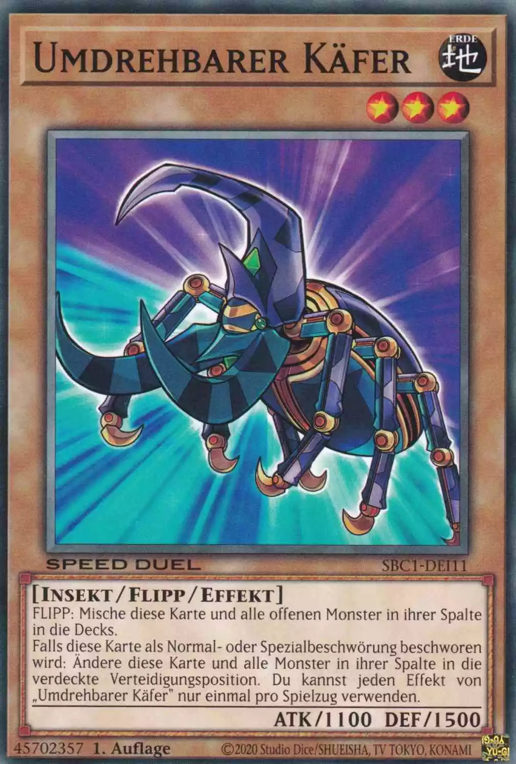 Umdrehbarer Käfer SBC1-DEI11 ist in Common Yu-Gi-Oh Karte aus Streets of Battle City 1.Auflage