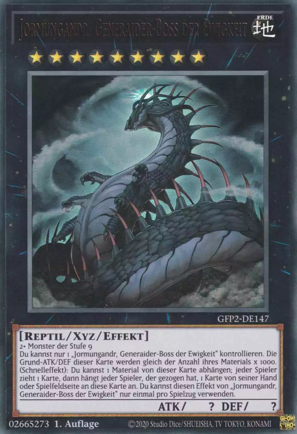 Jormungandr, Generaider-Boss der Ewigkeit GFP2-DE147 ist in Ultra Rare Yu-Gi-Oh Karte aus Ghosts from the Past The 2nd Haunting 1.Auflage