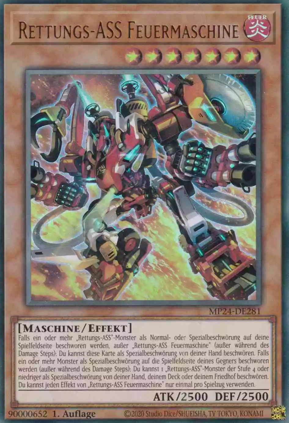 Rettungs-ASS Feuermaschine MP24-DE281 ist in Ultra Rare Yu-Gi-Oh Karte aus 25th Anniversary Tin Dueling Mirrors 1.Auflage