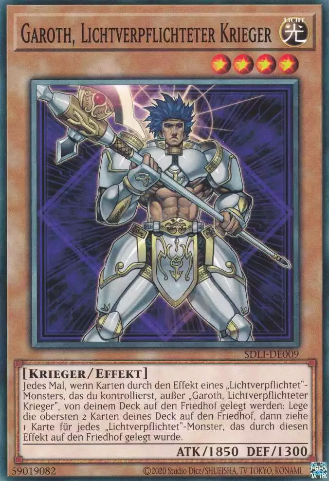 Garoth, Lichtverpflichteter Krieger SDLI-DE009 ist in Common Yu-Gi-Oh Karte aus Realm Of Light unlimitiert