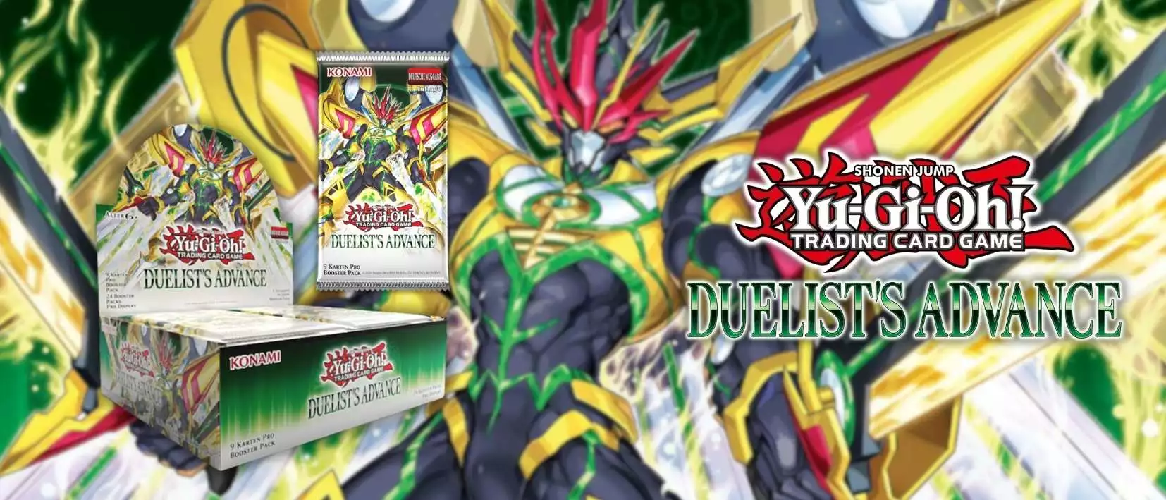Yu-Gi-Oh! Duelist’s Advance Display mit Boosterpacks und Artwork der neuen Karten