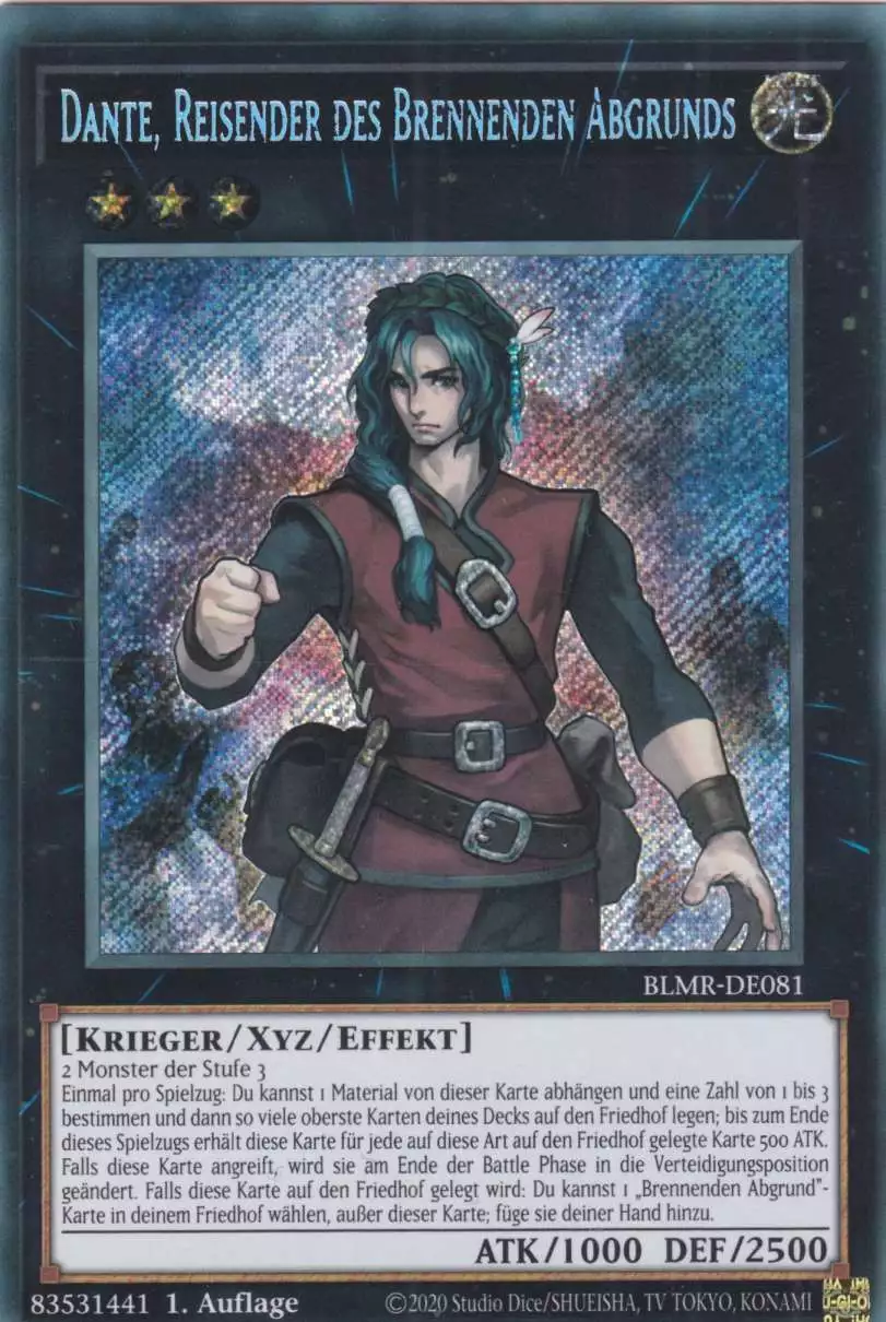 Dante, Reisender des Brennenden Abgrunds BLMR-DE081 ist in Secret Rare Yu-Gi-Oh Karte aus Battles of Legend Monstrous Revenge 1.Auflage