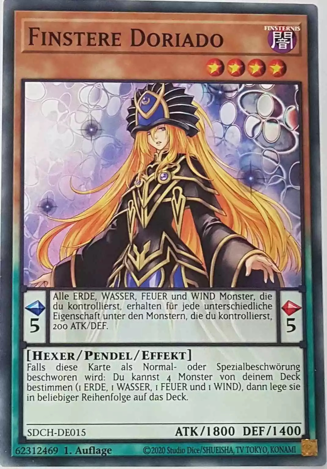 Finstere Doriado SDCH-DE015 ist in Common Yu-Gi-Oh Karte aus Spirit Charmers 1. Auflage