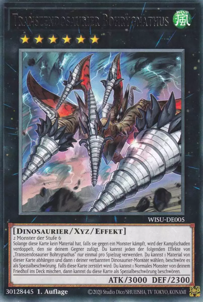 Transzendosaurier Bohrygnathus WISU-DE005 ist in Rare Yu-Gi-Oh Karte aus Wild Survivors 1.Auflage