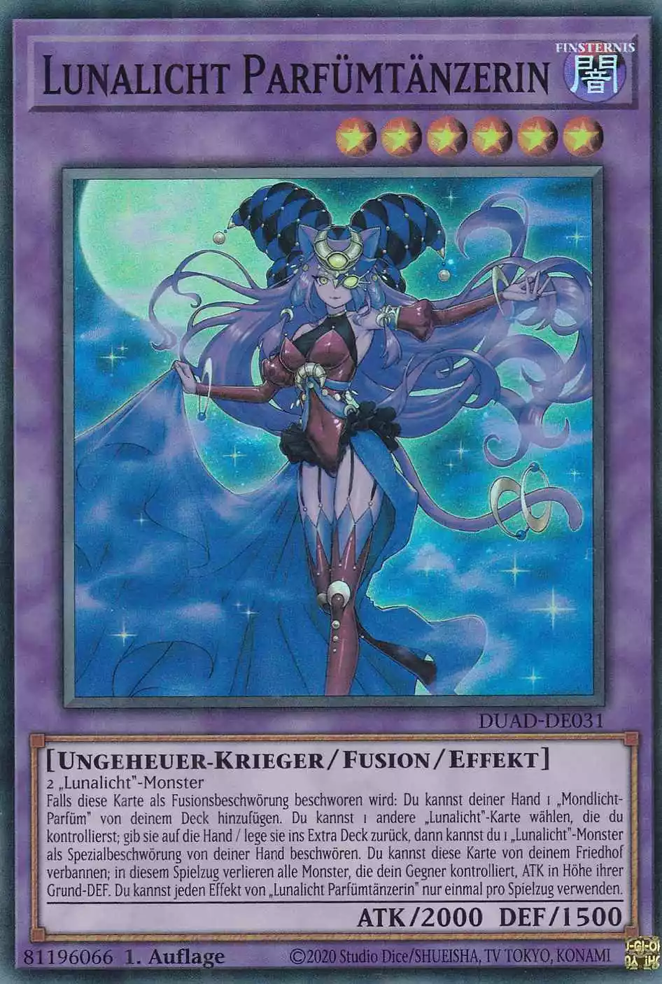 Lunalicht Parfümtänzerin DUAD-DE031 ist in Super Rare Yu-Gi-Oh Karte aus Duelist’s Advance 1.Auflage