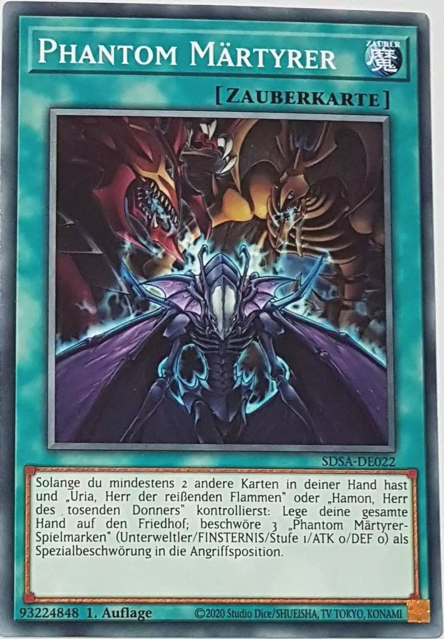 Phantom Märtyrer SDSA-DE022 ist in Common Yu-Gi-Oh Karte aus Sacred Beasts 1.Auflage