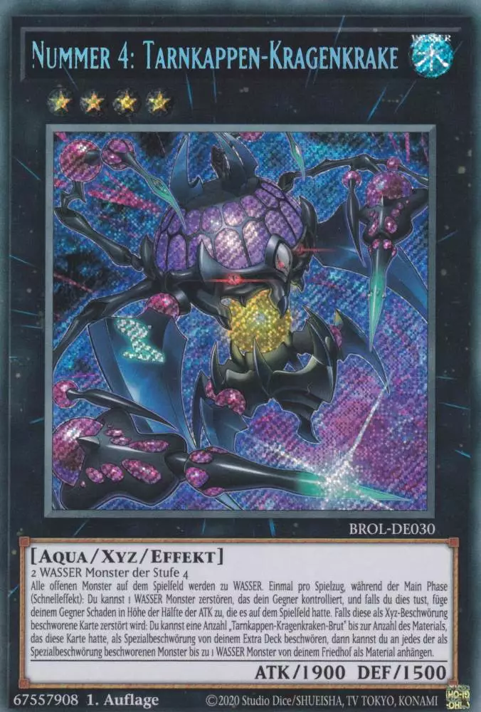 Nummer 4: Tarnkappen-Kragenkrake BROL-DE030 ist in Secret Rare Yu-Gi-Oh Karte aus Brothers of Legend 1.Auflage