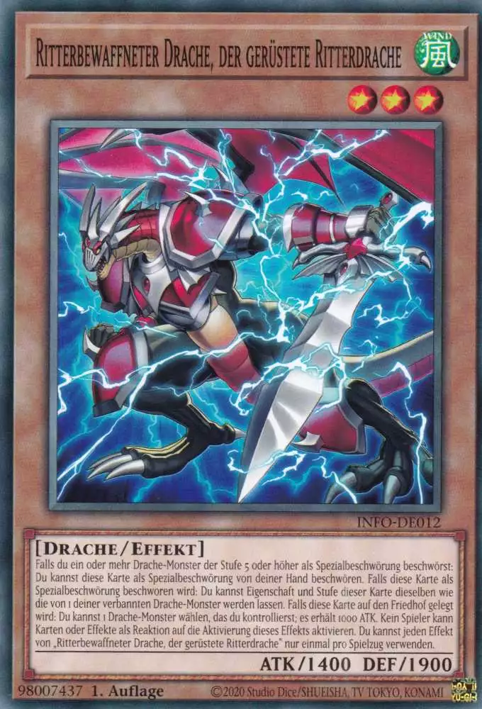 Ritterbewaffneter Drache, der gerüstete Ritterdrache INFO-DE012 ist in Common Yu-Gi-Oh Karte aus The Infinite Forbidden 1.Auflage