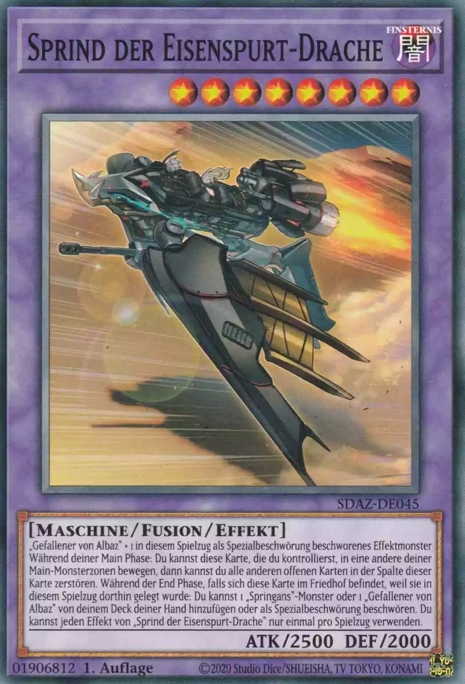 Sprind der Eisenspurt-Drache SDAZ-DE045 ist in Common Yu-Gi-Oh Karte aus Structure Deck Albaz Strike 1.Auflage