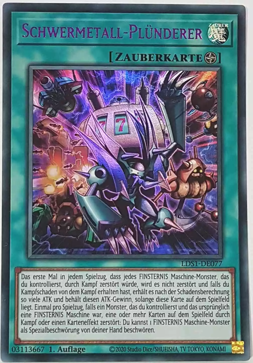 Schwermetall-Plünderer (blau) LDS1-DE077 ist in Colorful Ultra Rare Yu-Gi-Oh Karte aus Legendary Duelists: Season 1 1.Auflage