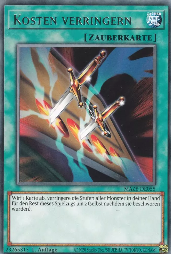 Kosten verringern MAZE-DE055 ist in Rare Yu-Gi-Oh Karte aus Maze of Memories 1.Auflage