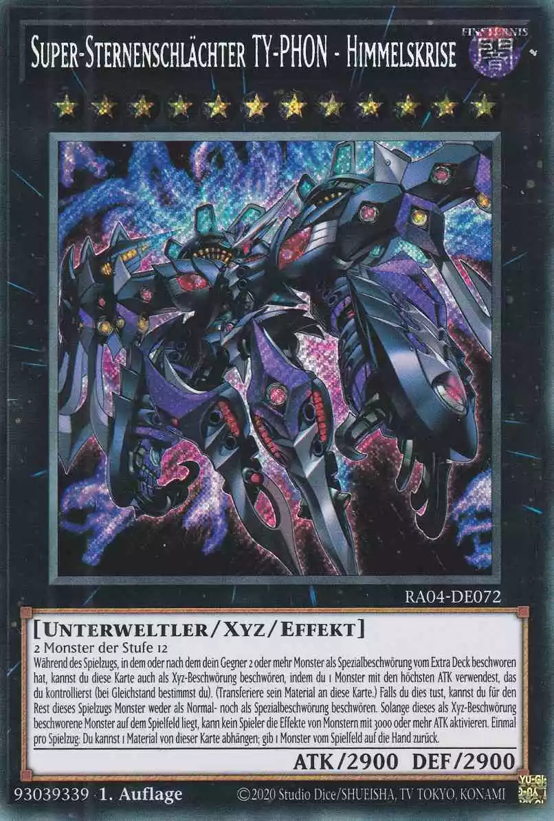 Super-Sternenschlächter TY-PHON - Himmelskrise RA04-DE072 ist in Secret Rare Yu-Gi-Oh Karte aus Quarter Century Stampede 1.Auflage