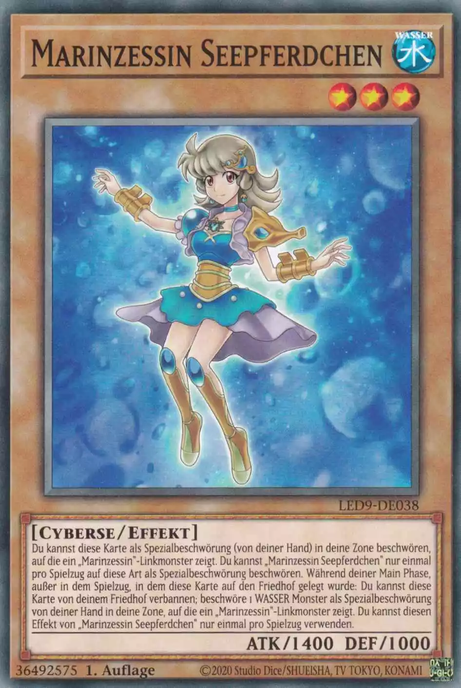 Marinzessin Seepferdchen LED9-DE038 ist in Common Yu-Gi-Oh Karte aus Legendary Duelists Duels from the Deep 1.Auflage