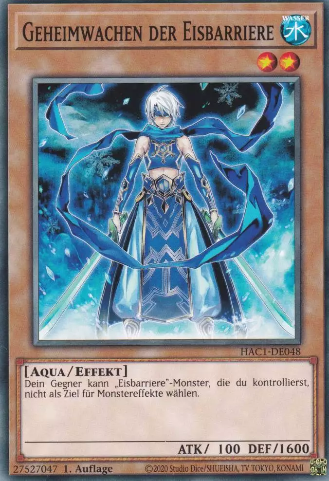 Geheimwachen der Eisbarriere HAC1-DE048 ist in Common Yu-Gi-Oh Karte aus Hidden Arsenal Chapter 1 1.Auflage